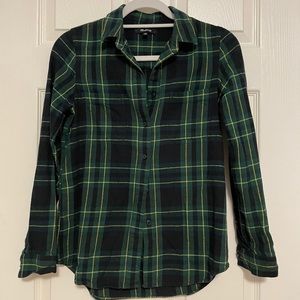 Madewell green flannel
